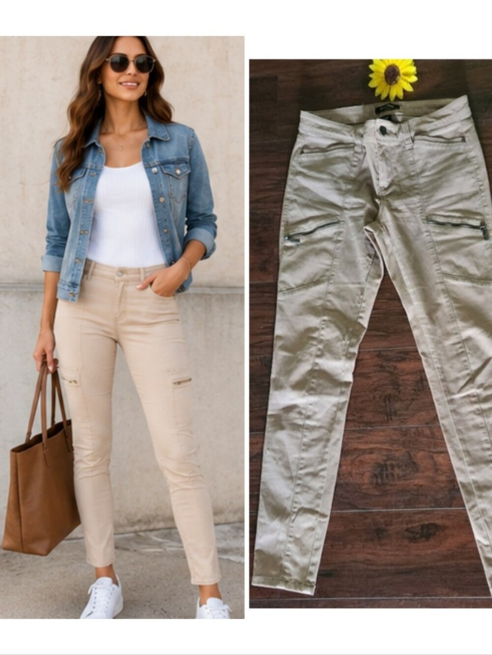 WHBM Sculpt High-Rise Skinny Ankle Cargo Jeans